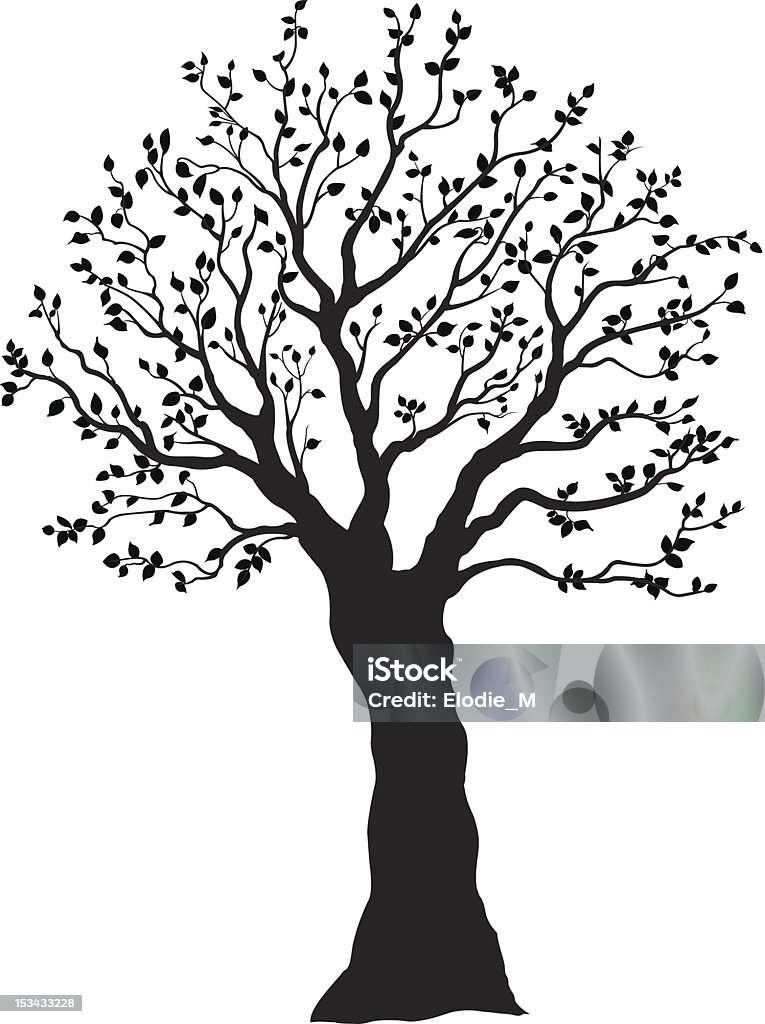 Silhueta de árvore/Arbre ombragé - Royalty-free Com sombra arte vetorial