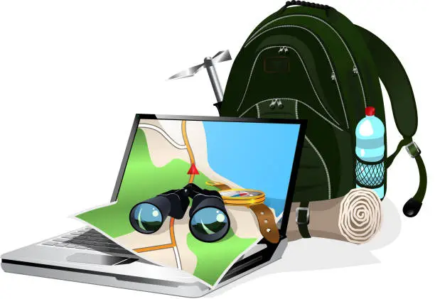 Vector illustration of navigation and tourist equipment