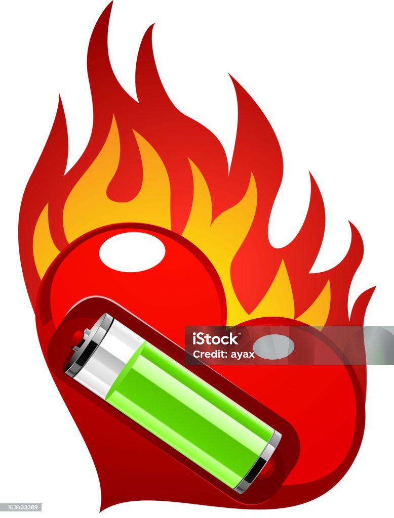 love energy Heart with electrical battery.  See also: Battery stock vector