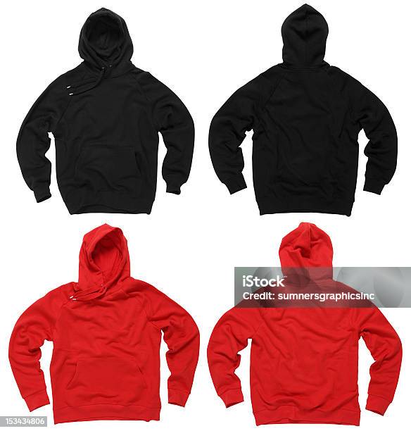 Blank Hoodie Sweatshirts Stock Photo - Download Image Now - Hooded Shirt, Template, Black Color
