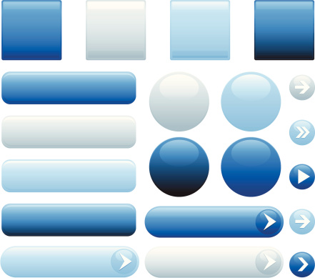 A set of blank web buttons in blue color