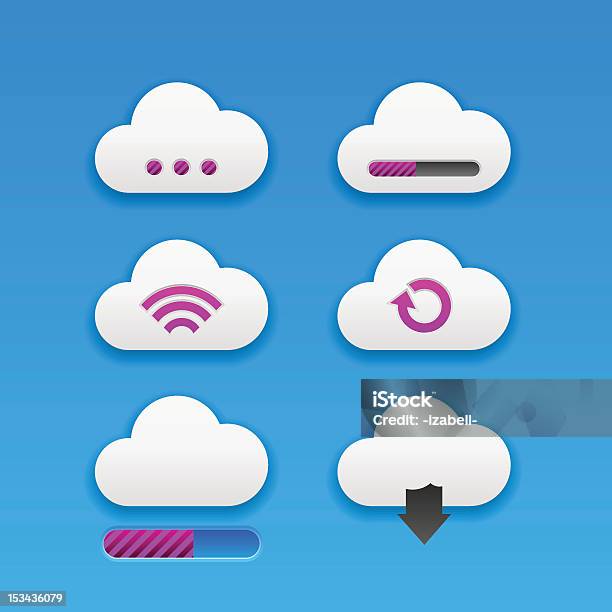 Ilustración de Nube Con Web Iconos Botones y más Vectores Libres de Derechos de Barra de progreso - Barra de progreso, Computación en nube, Almacenamiento en nube