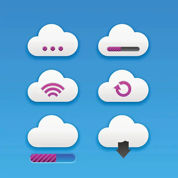 Vector illustration of Cloud buttons with Web icons