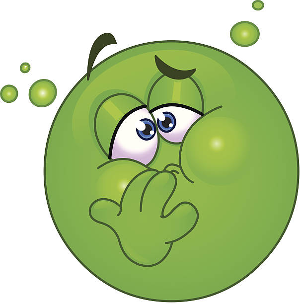 Nauseous emoticon Emoticon with nausea puke green color stock illustrations
