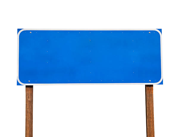 istock Blank Blue Road Sign on Wood Posts 153437778