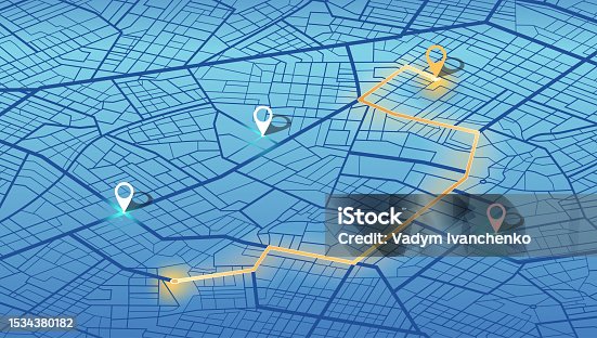 istock Isometric Gps map navigation to own house. City top view. View from above the map. Detailed view of city. Decorative graphic tourist map. Abstract transportation background. Vector, illustration. 1534380182