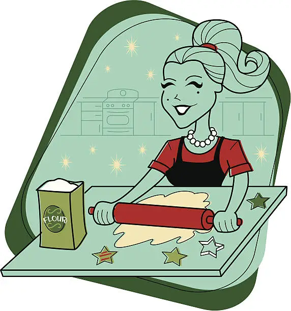 Vector illustration of Making Christmas Cookies