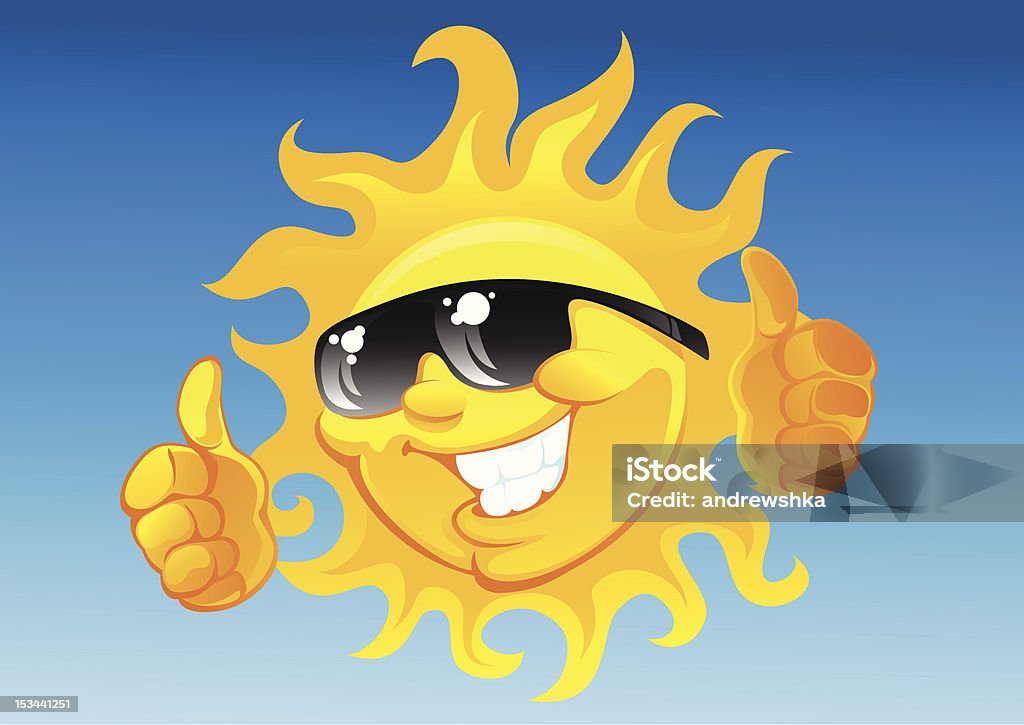 cartoon sol com óculos de sol - Vetor de Sinal Afirmativo royalty-free