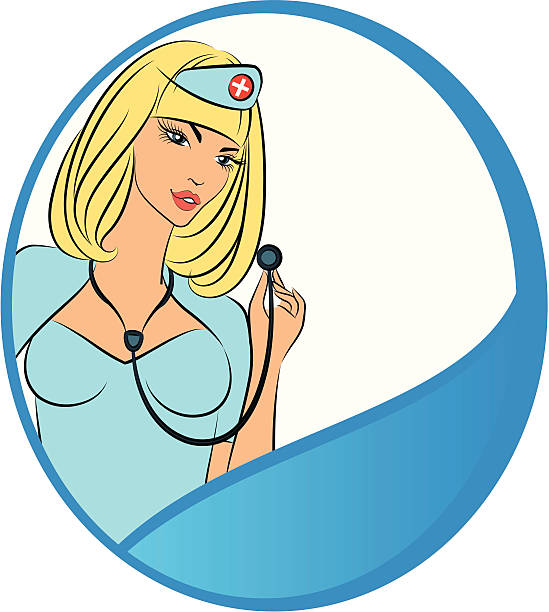 Nurse with stethoscope. Vector vector art illustration