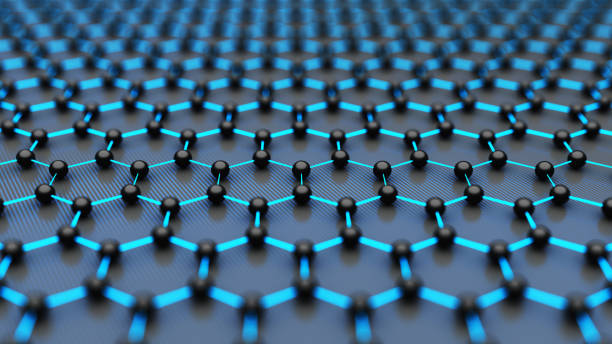 struttura molecolare esagonale del grafene, biotecnologia e background medico. illustrazione 3d. - abstract chemical science electronics industry foto e immagini stock