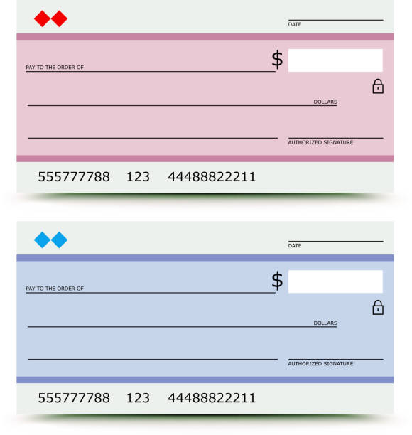 istock Blank pink and blue bank checks 153443487