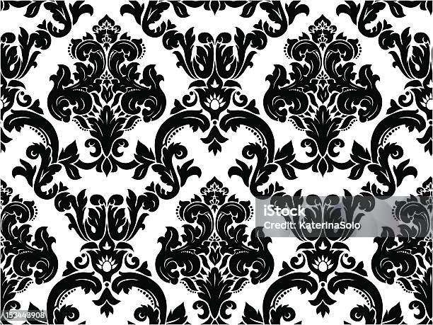 Vector Design Of Seamless Black And White Damask Pattern Stock Illustration - Download Image Now