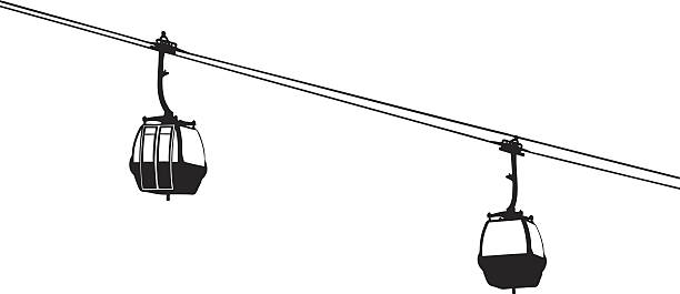 Vector of two air-cable cabins Vector of two air-cable cabins against white background gondola stock illustrations