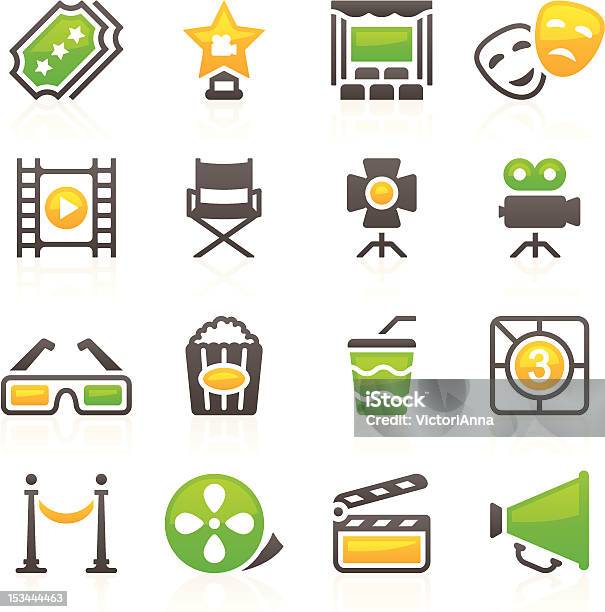 Movie Theaterflory Series6 Stock Illustration - Download Image Now - Icon Symbol, Stage Light, Green Color