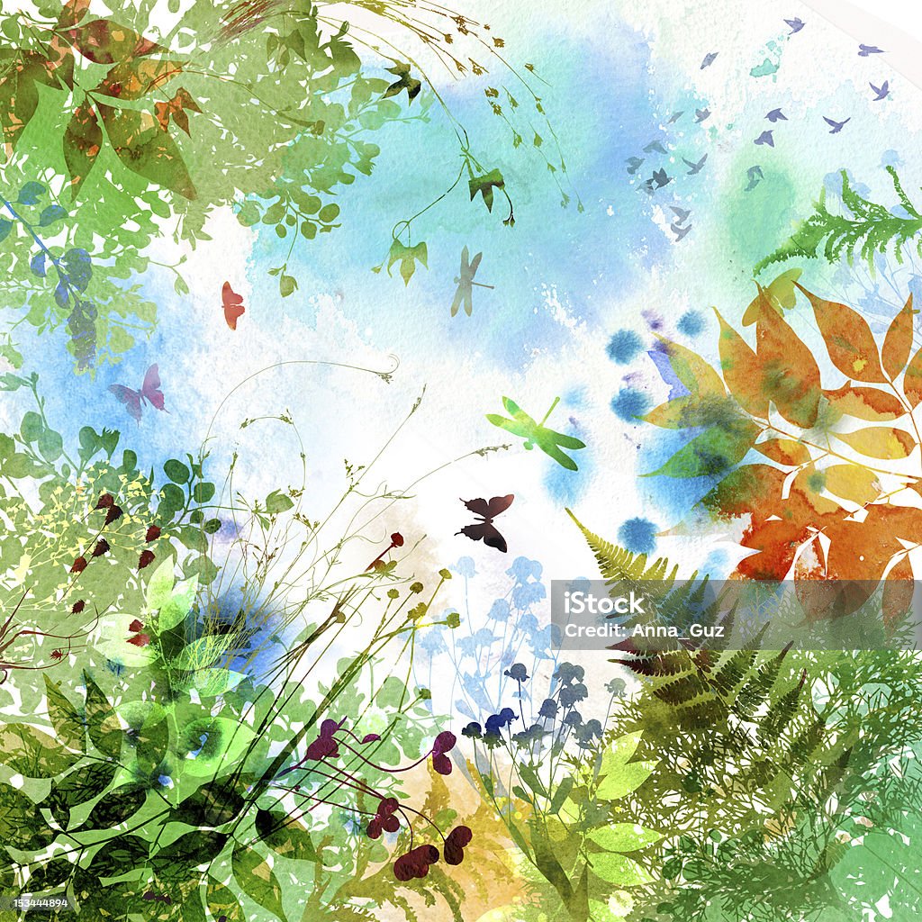 Watercolor composition summer background Watercolor composition Art stock illustration