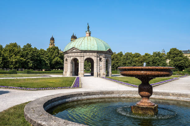 hofgarten park with dianatempel in munich, germany - diana pavilion imagens e fotografias de stock