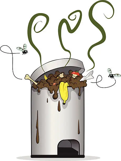 Vector illustration of Stinky Garbage Can