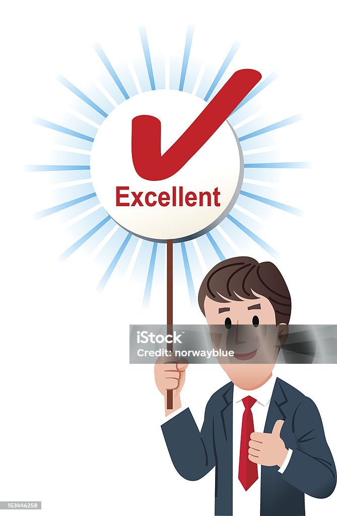 Homme d'affaires avec un pouce levé un excellent score repasser - clipart vectoriel de Cravate libre de droits