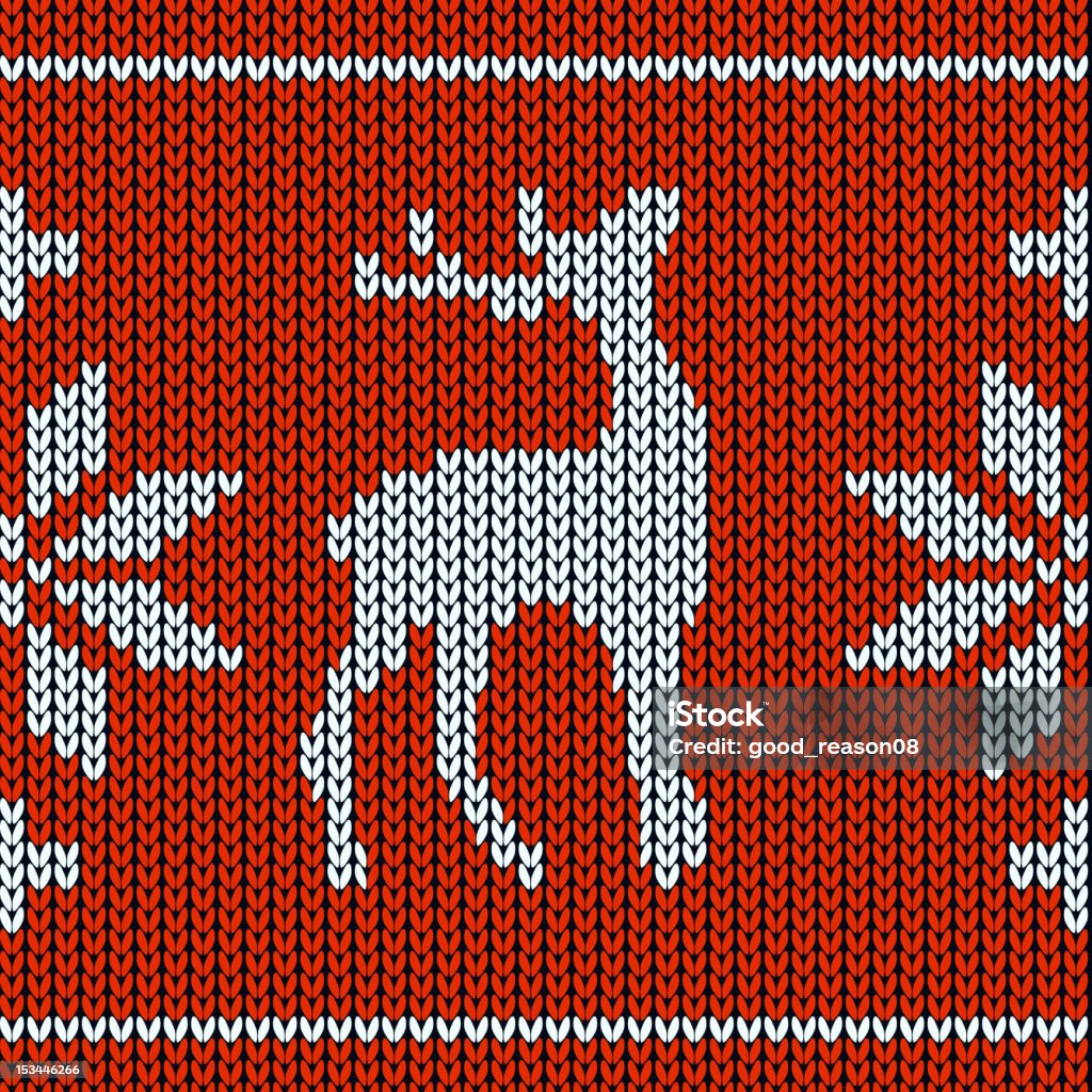 Knitting pattern with a deer Animal Markings stock vector