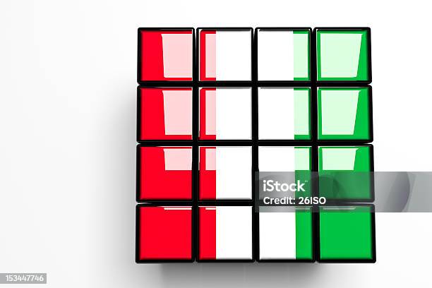 Italian Flag On 4x4 Blocks White Background Copy Space Stock Photo - Download Image Now