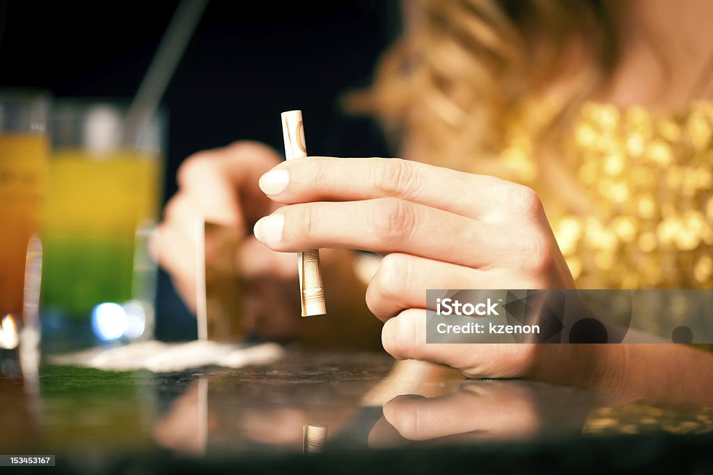 Young Woman Snorting Cocain Stock Photo - Download Image Now - Cocaine,  Single Line, Luxury - iStock