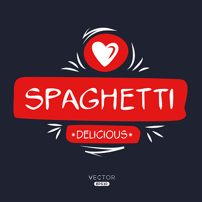 Spaghetti Sticker Design, vector illustration.
