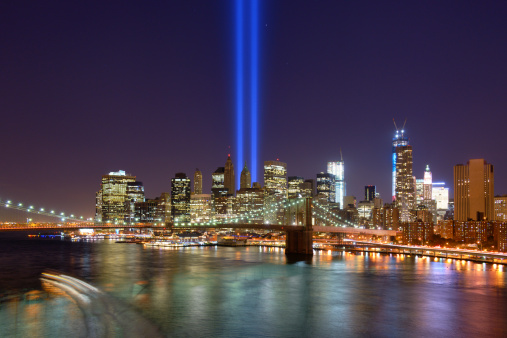 Tribute in Light in Downtown New York City in remembrance of the 9/11 attack.