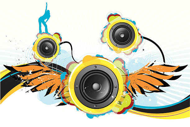 illustrations, cliparts, dessins animés et icônes de pop ailes avec haut-parleur - flying contemporary dancing dancer