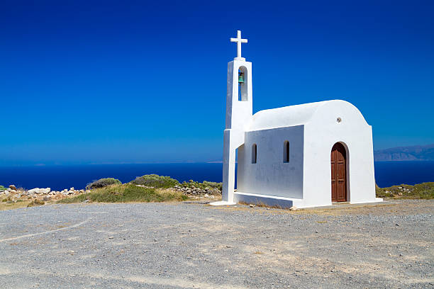 istock Small white church of Greece 153456110