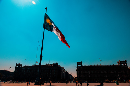 The Mexican Flag in the Constitution Square