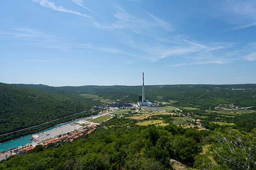 Plomin, Croatia, July 10, 2023.  Panoramic view of the Plomin Power Station