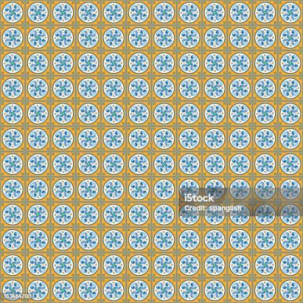 Spanish Tile Stock Illustration - Download Image Now - Backgrounds, Blue, European Culture