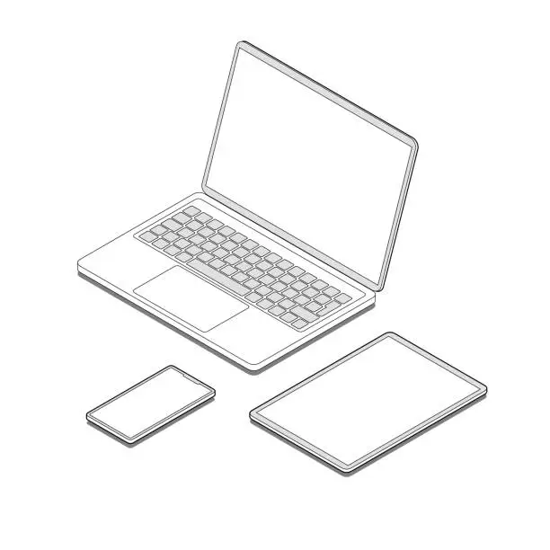 Vector illustration of Digital Tablet, Smart Phone and Laptop