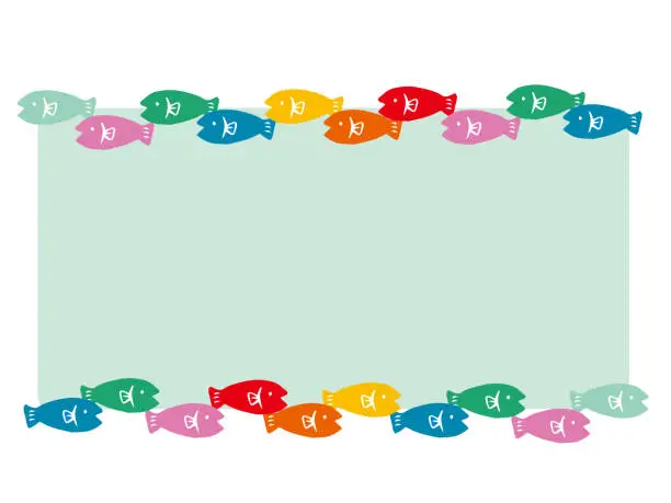 Vector illustration of Simple and colorful fish frame