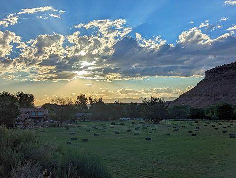 Sunset over the Virgin River Valley in Rockville Utah July 2023