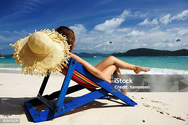 Girl On A Beach Stock Photo - Download Image Now - Adult, Back, Bag
