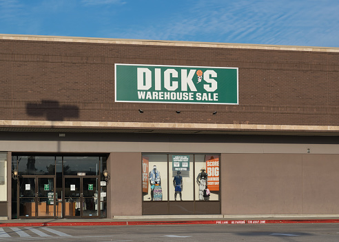 Houston, Texas USA 07-04-2023: Dick's Warehouse Sale store in Houston, TX. Founded in Pennsylvania 1948 it is the largest sporting goods retailer in the USA.
