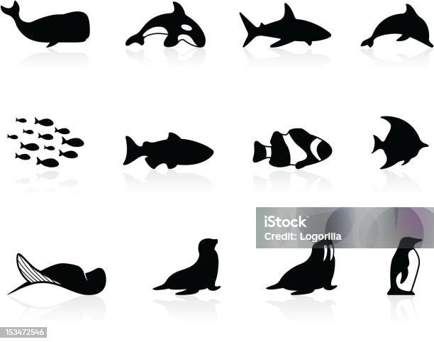 Sea Life Stock Illustration - Download Image Now - Icon Symbol, Fish, Whale