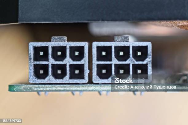 Video Card Socket Electrical Plastic Socket Inputs On The Video Card Chip Stock Photo ...