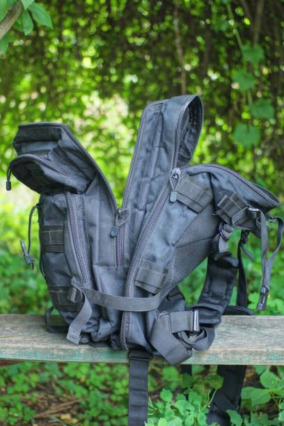 istock one large open black army backpack stands on a gray table 1534736500