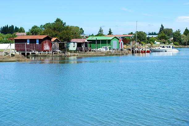 istock Boathouses, Riwaka Wharf, Tasman, NZ 153474075