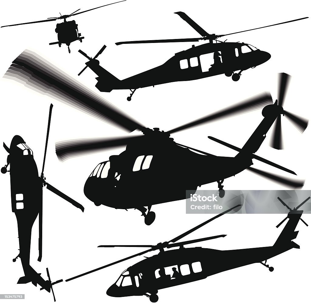 Black Ops A selection of helicopter silhouettes. Helicopter stock vector