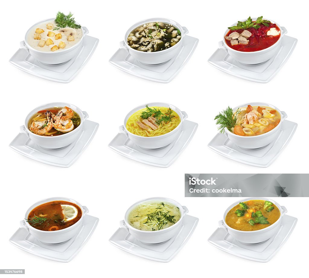 Soups isolated soups on a white background isolated Appetizer Stock Photo