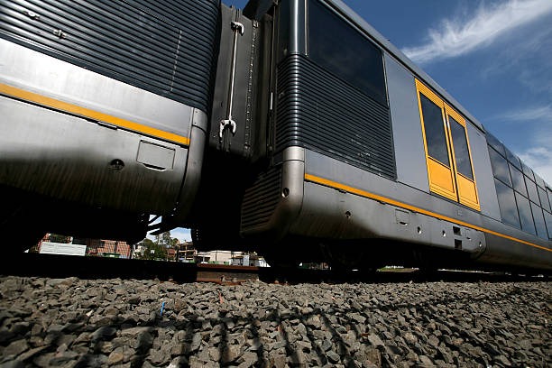 A train on the platform at sunset