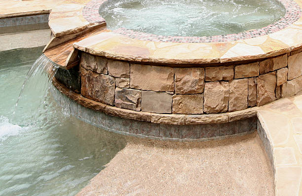 Stone spa and pool. stock photo