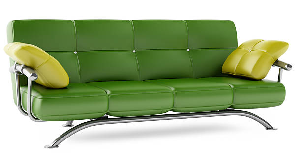 Green sofa on a white background stock photo
