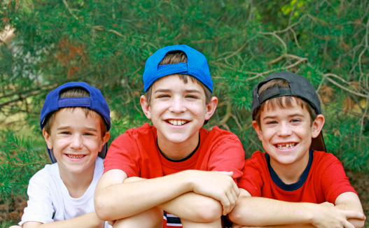 Boys Wearing Baseball Hats