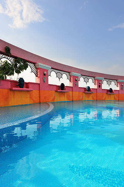 istock Pink walls and blue water 153482547