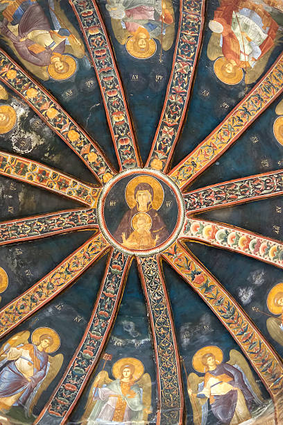 istock Ceiling detail in ancient orthodox Chora Monastery 153483070