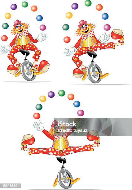 Clown Stock Illustration - Download Image Now - Balance, Bicycle, Cartoon